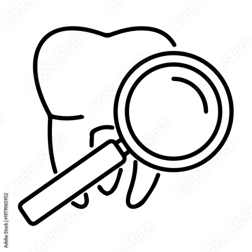 Dentist search caries tooth icon outline