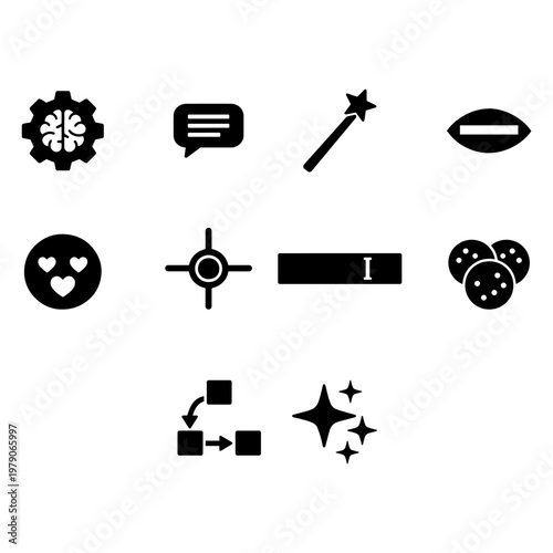 Creative UI UX web design icons
Modern UI UX and web design icon set featuring minimalist solid glyph style for creative projects.
