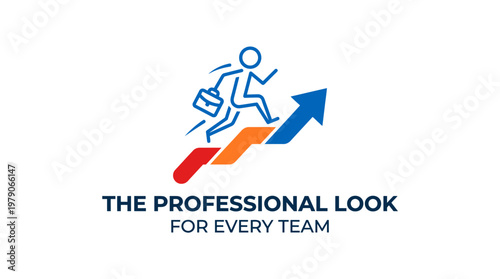Business Success Logo Person Running Upwards on Arrow