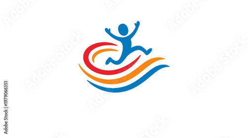 Joyful Emblem of a Person Leaping Over Waves