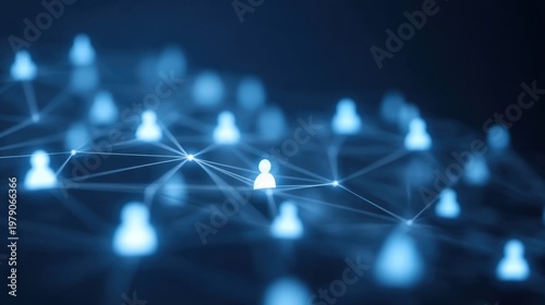 Abstract Blue Background with Glowing Network Connections Illustrating Digital Interaction and Communication