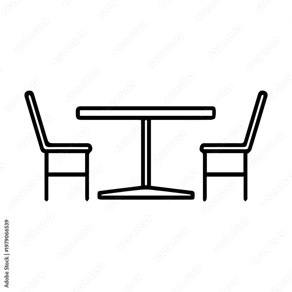 Fototapeta premium Minimalist Line Art Icon Dining Table Stock Vector