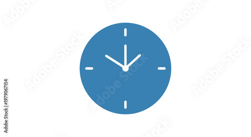 Blue Clock Face Showing Five O Clock.