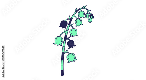 Simple Line Drawing of a Flowering Plant.