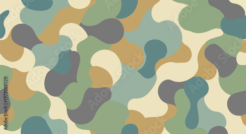 Vászonkép Camouflage Pattern with Green Brown Shapes.
