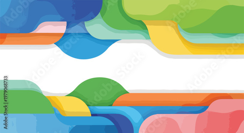 Abstract Colorful Shapes and Wavy Layers.
