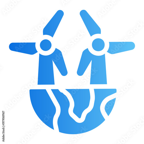 Earth wind turbines Line Gradient Icon