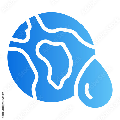 Earth water drop Line Gradient Icon