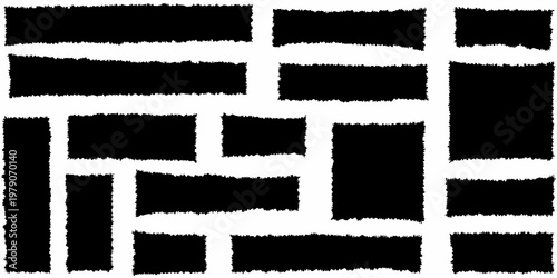 Fotografi Abstract composition of black rectangles on a white background