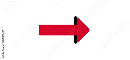 A stylized right-pointing arrow in red and black against a white background