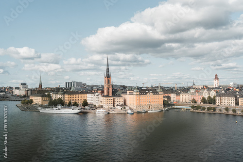 Photography Gamla Stan old city in Stockholm, Sweden views of orange and yellow homes
