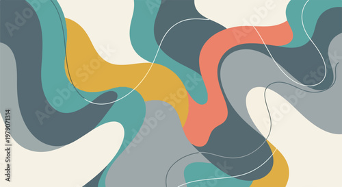 Abstract Colorful Wavy Shapes and Lines.