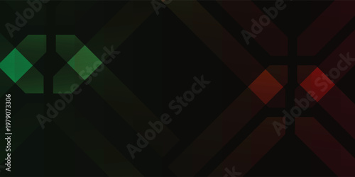 Abstract geometric pattern with contrasting green and red diamond shapes.