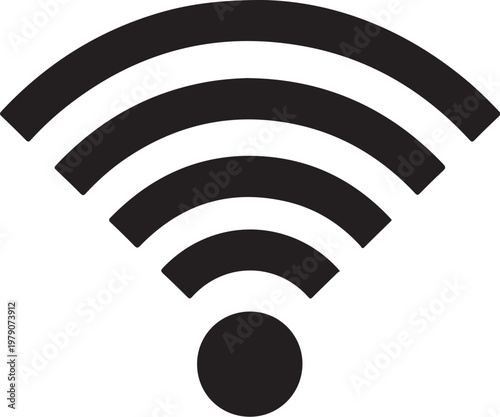 Wi-Fi signal icon with curved lines on white background