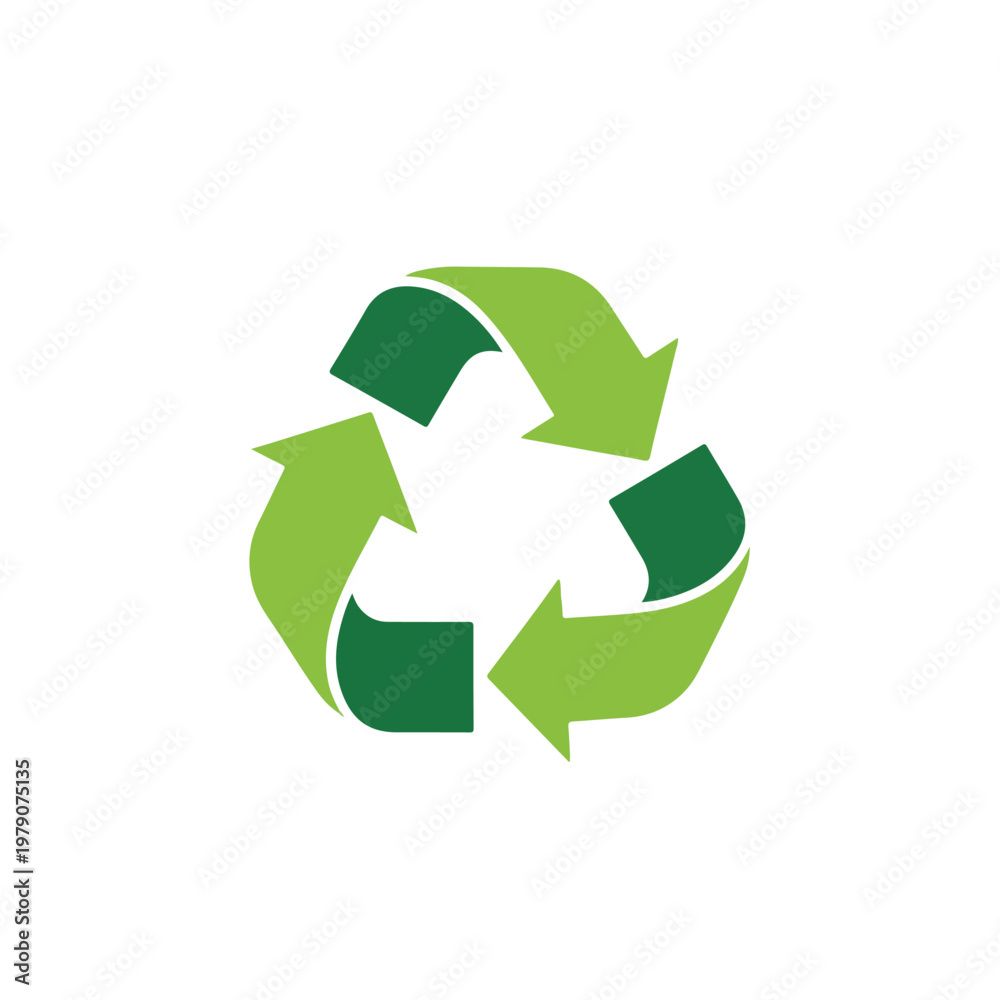 Obraz premium Green recycling symbol on white background