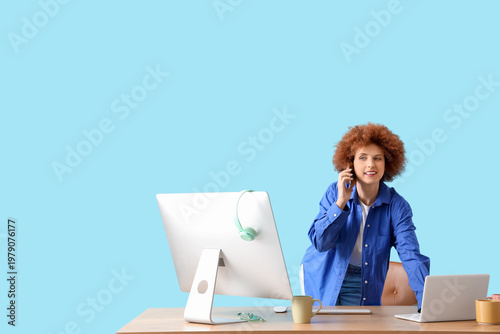 Redhead female freelancer t...