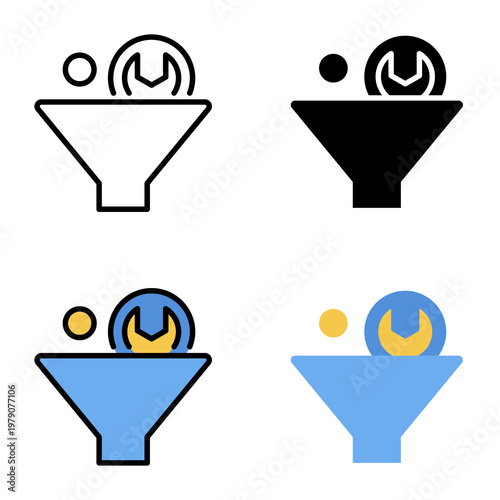 Filter settings icon collection of various styles for design branding, print and digital media