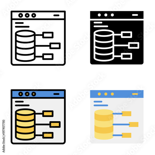 Sharing server icon collection of various styles for design branding, print and digital media