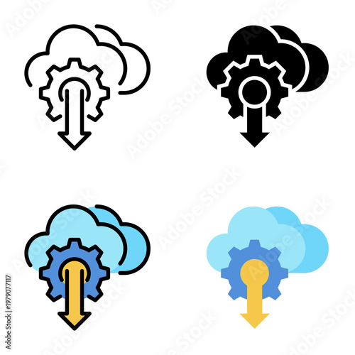Cloud report icon collection of various styles for design branding, print and digital media