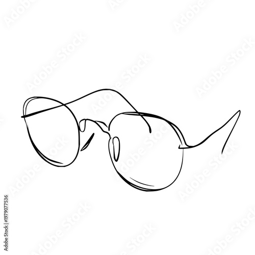 Glasses Sketch on White Background