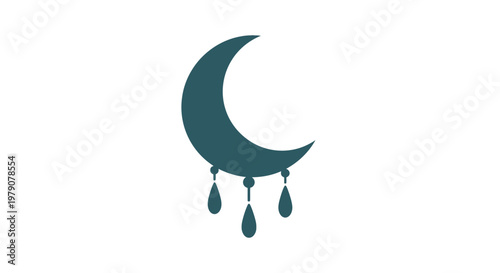 Crescent Moon with Hanging Ornaments Decoration.