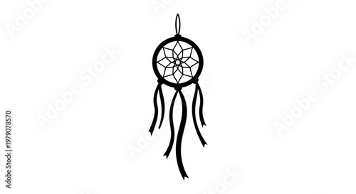 Black Dreamcatcher with Hanging Feathers.