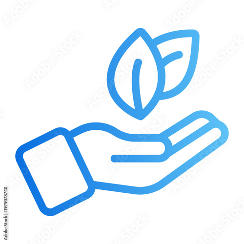 Hand holding leaf Line Gradient Icon