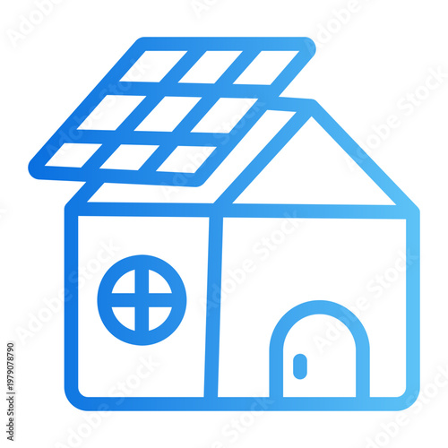 Solar panel home Line Gradient Icon