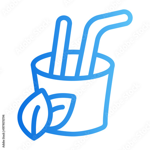 Reusable straw Line Gradient Icon