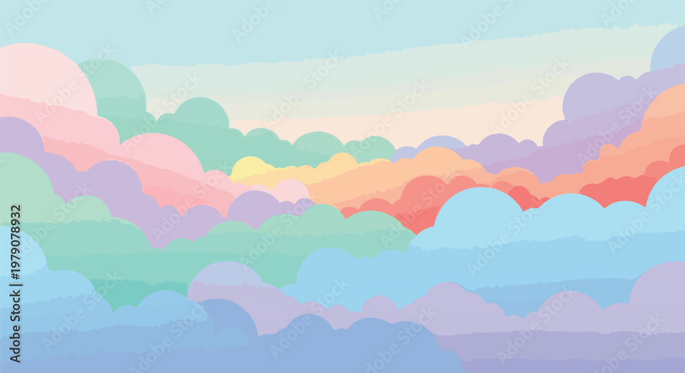 Fototapeta premium A serene landscape with pastel-colored clouds