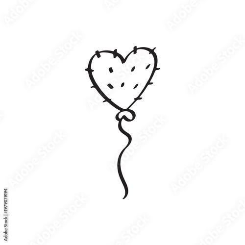 Heart Shaped Cactus Balloon Illustration
