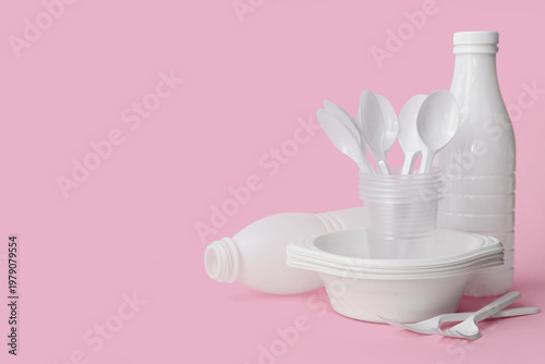 White plastic tableware on ...