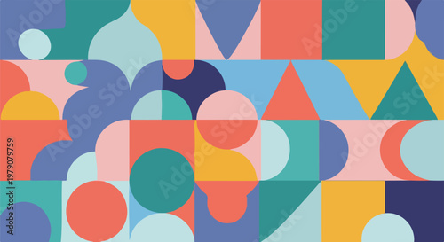 Colorful Geometric Shapes and Circles Pattern 1.