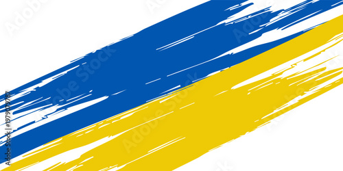 Ukraine Flag with Brush Concept. Flag of Ukraine in Grunge Style. Pray for Ukraine. Hand Painted Brush Flag of Ukraine Country. Eps10