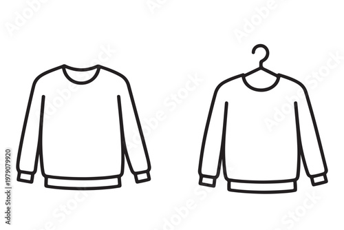 Clothing hanger icons, t-shirts, tank tops, crop tops, blouses, bras silhouettes, black and white vector set for fashion catalog, retail