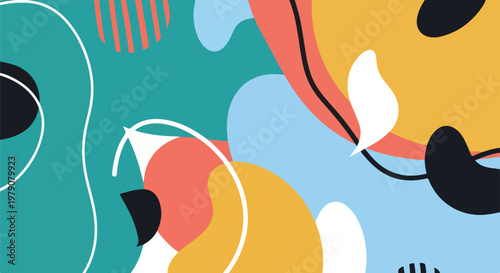 A colorful abstract composition with shapes