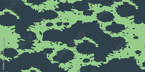 Vibrant vector dark blue paint splatter or ink blot texture on a green background. Abstract, energetic grunge element ideal for banners, borders, or modern artistic accents.