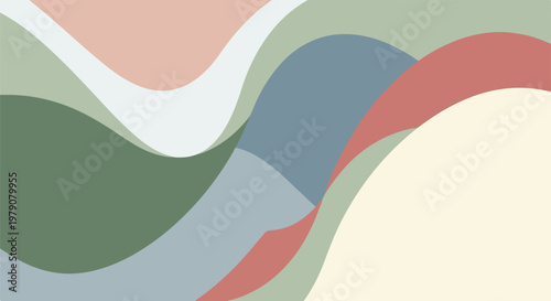 A colorful abstract composition with smooth, curved shapes