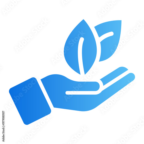 Hand holding leaf Line Gradient Icon
