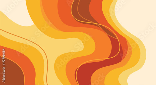 Abstract Wavy Lines in Orange and Yellow Hues.