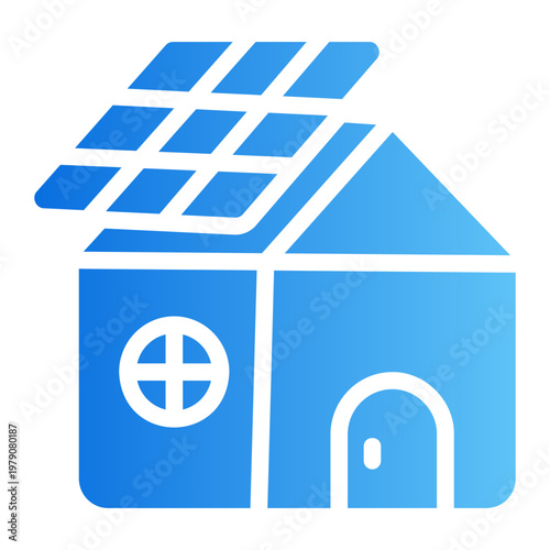 Solar panel home Line Gradient Icon