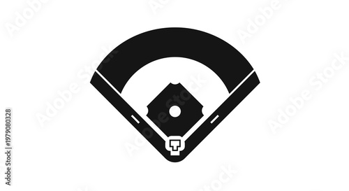 Iconic Baseball Field Diamond Outline Graphic Illustration on White Background