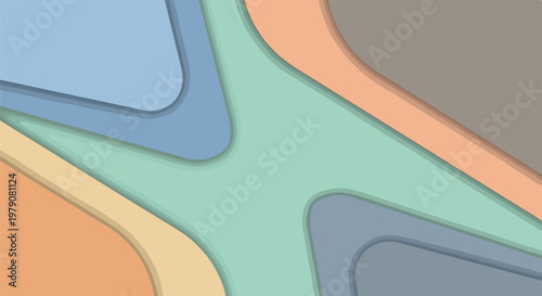 A colorful abstract composition with wavy shapes