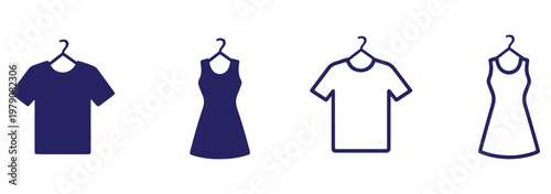 Black silhouette icons of clothing and accessories on white background fashion t-shirt