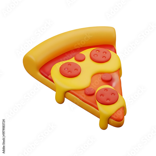 3D Rendered Slice of Pepperoni Pizza with Melting Cheese