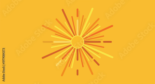 A simple graphic design featuring a bright yellow background with a central sunburst pattern