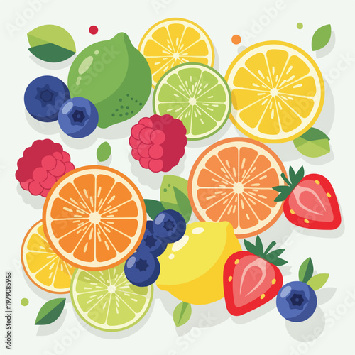 Assorted Fresh Fruits and Citrus Slices.