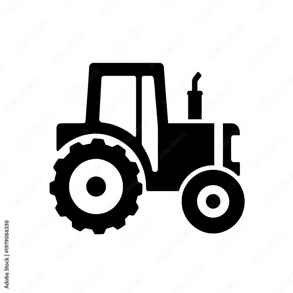 Obraz premium Tractor Vector Line Icon on Dark Background