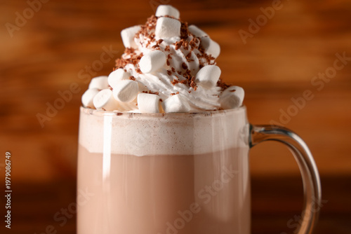 Glass cup of hot cocoa drin...