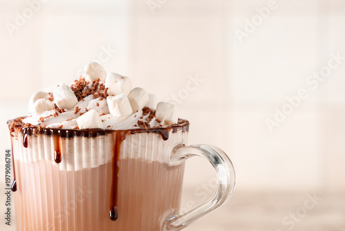 Glass cup of hot cocoa drin...